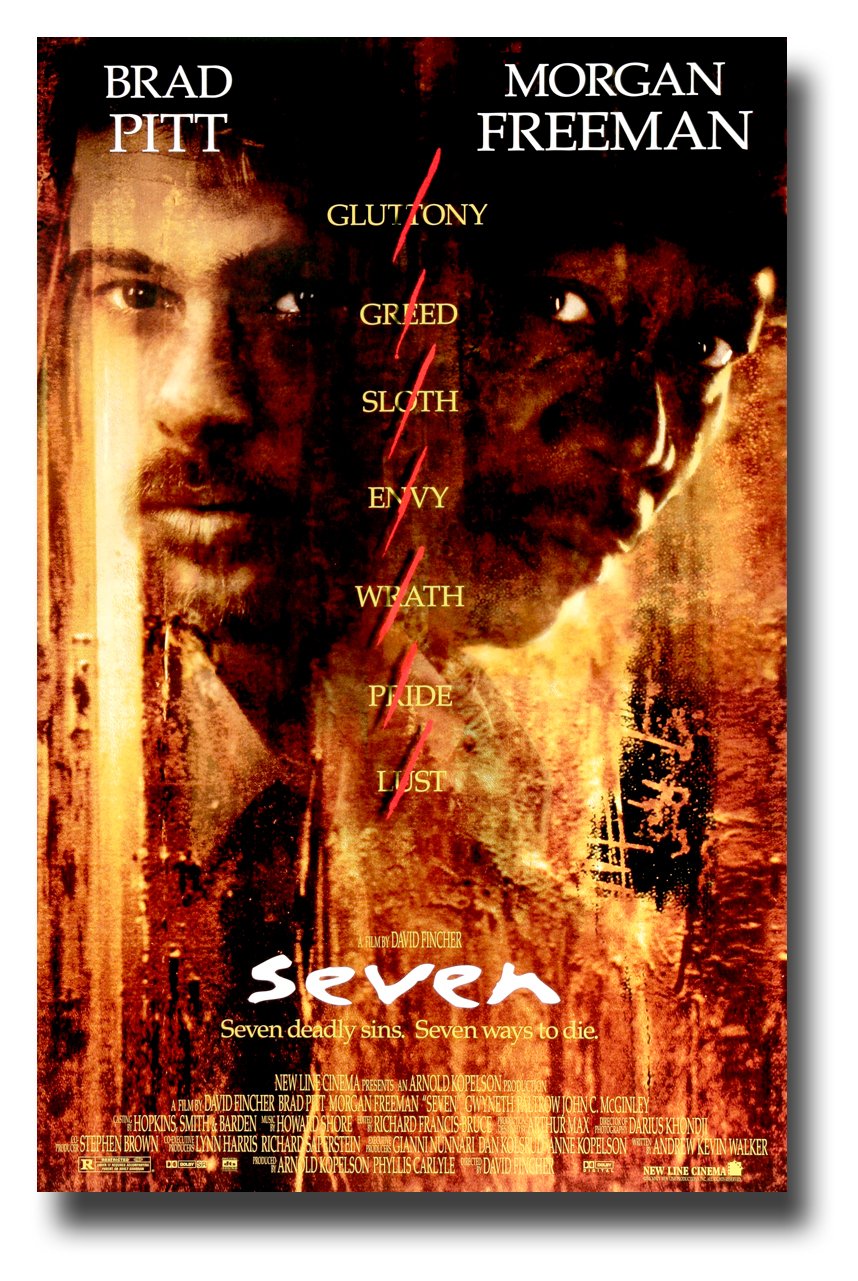 Seven Poster Movie Promo 11 x 17 inches Brad Pitt Morgan Freeman